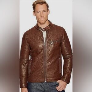 NWT Marc New York Andrew Marc Faux Leather Jacket Brown